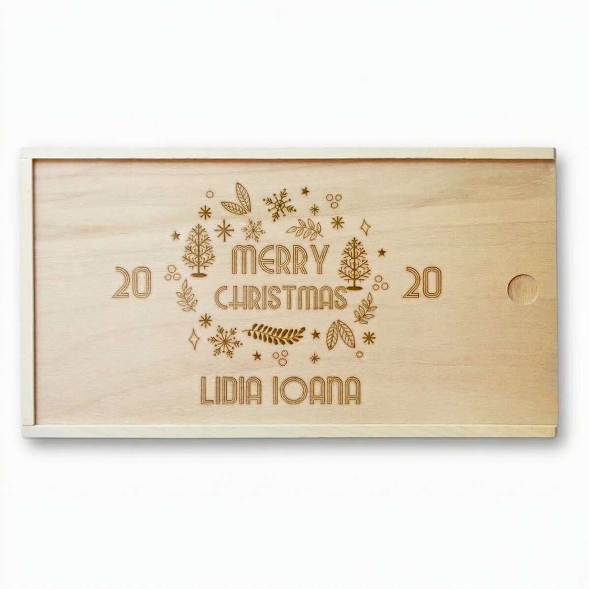 Gepersonaliseerde houten geschenkdoos - Merry Christmas