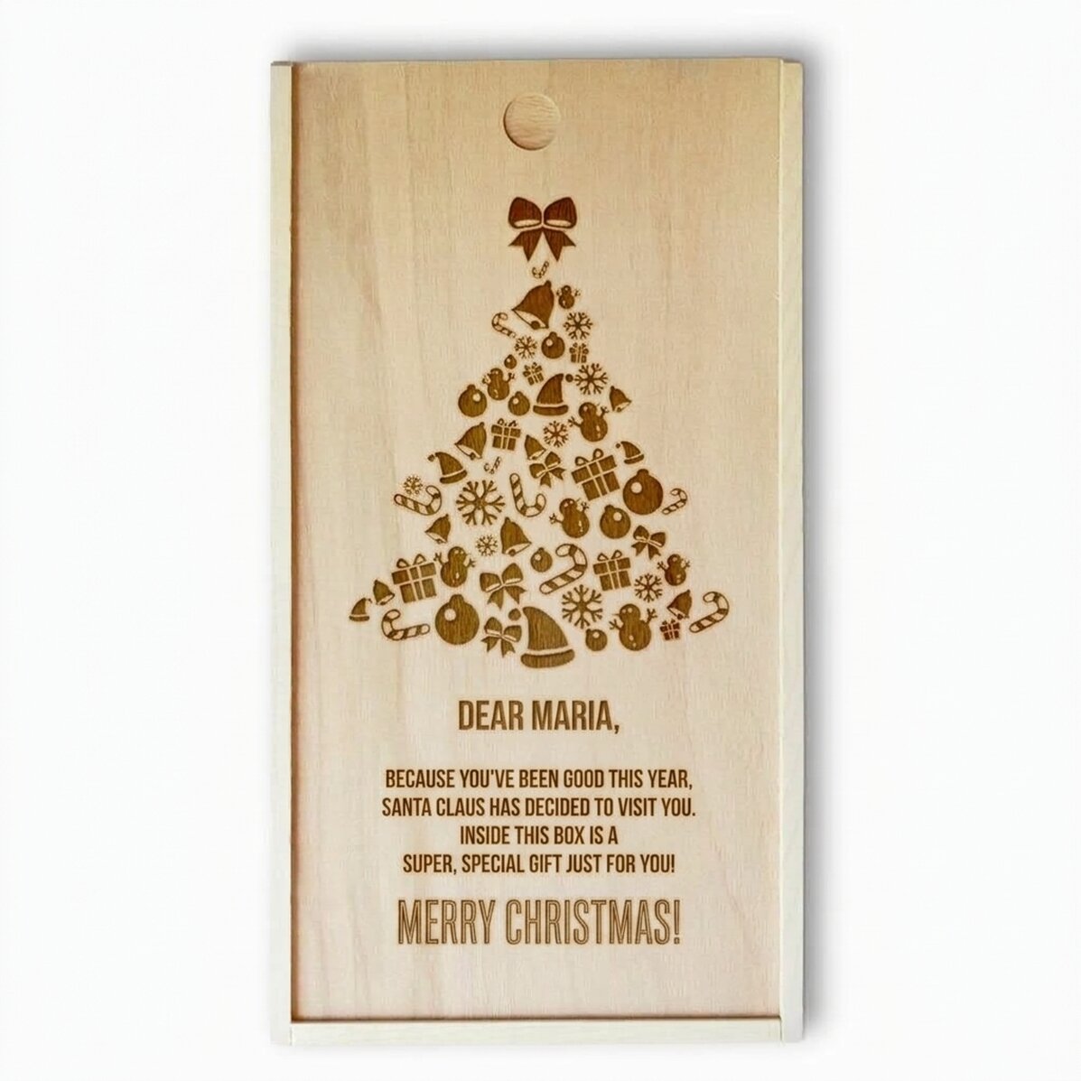 Gepersonaliseerde houten geschenkdoos - Kerstboom