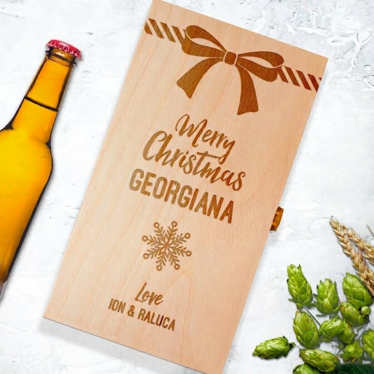 Coffret à bière personnalisé pour trois bouteilles - Cadeau