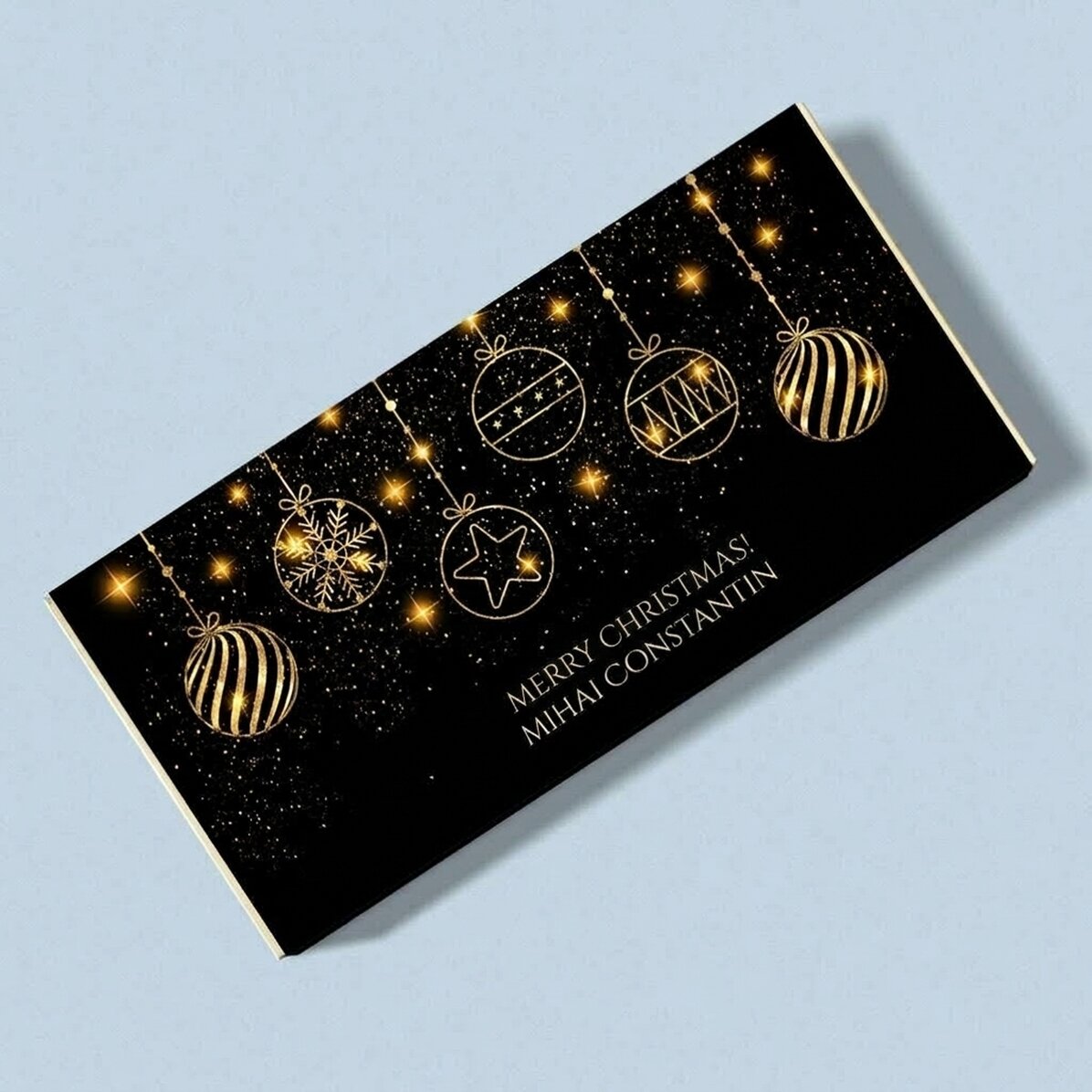Chocolat personnalisé avec un nom et un message - Gold Christmas