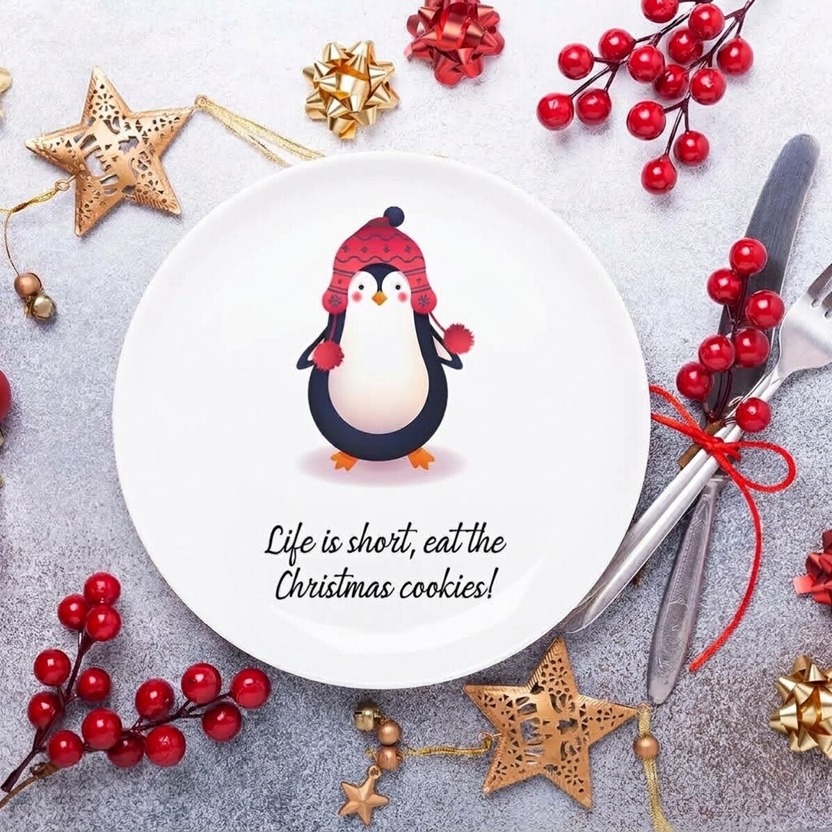 Assiette personnalisée avec inscription - Penguin