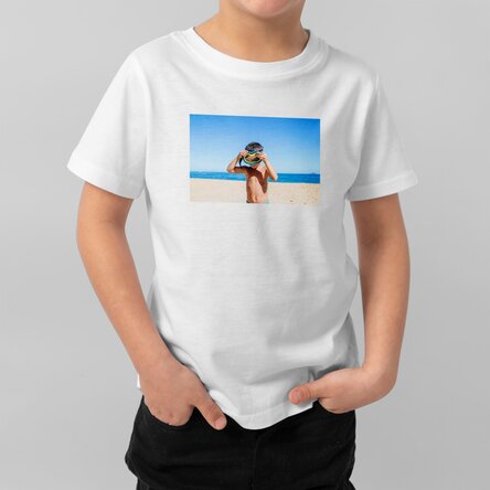 Katoenen T-shirt voor kinderen, gepersonaliseerd met een landschapsfoto