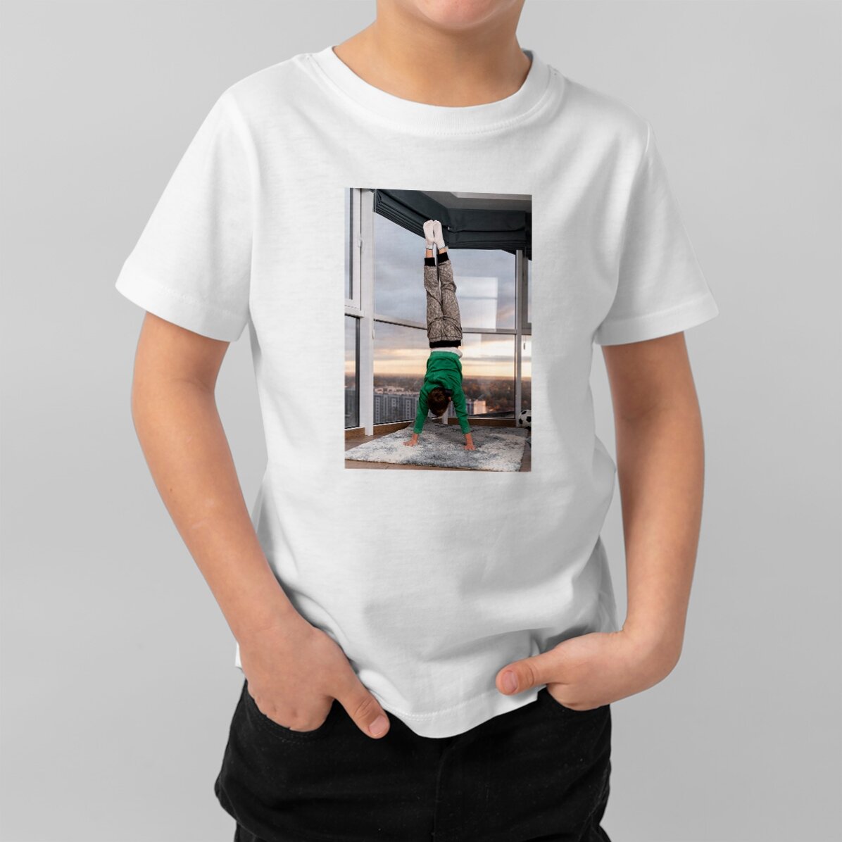 Katoenen T-shirt voor kinderen, gepersonaliseerd met een portretfoto