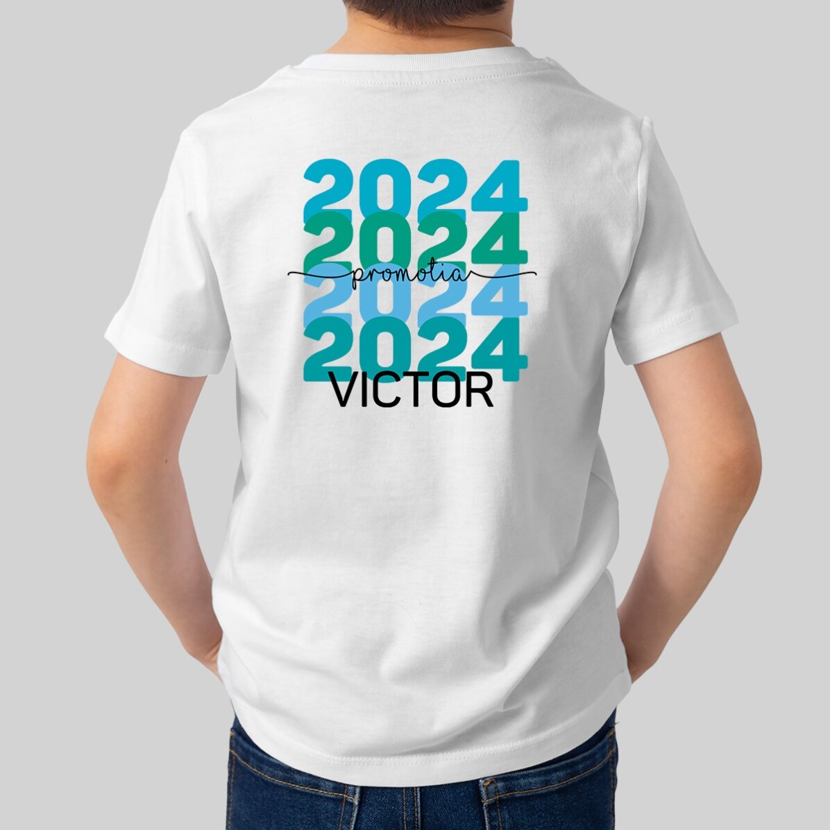 Katoenen T-shirt voor kinderen, gepersonaliseerd met tekst - Afstuderen