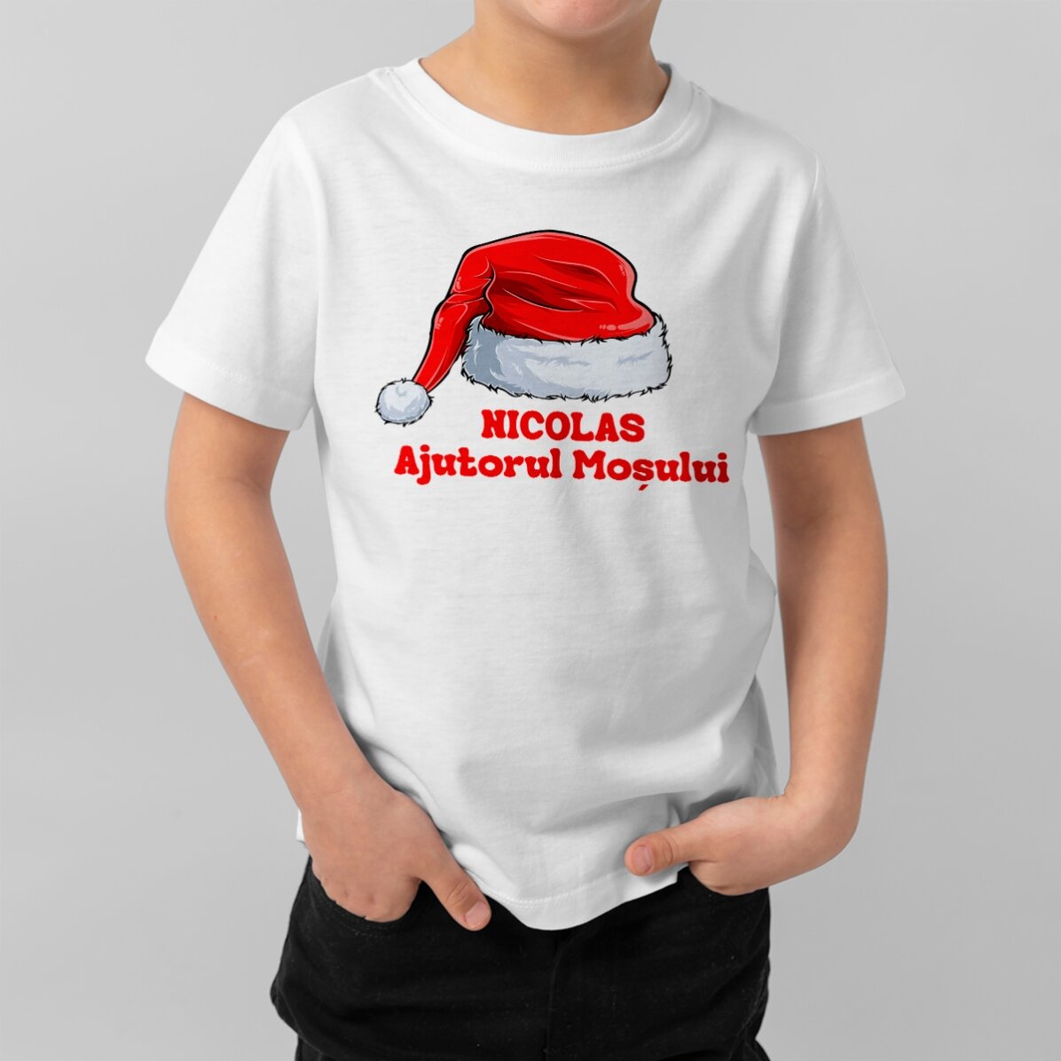 Katoenen T-shirt voor kinderen, gepersonaliseerd met tekst - Kerstmis