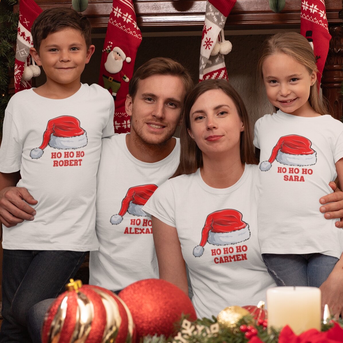 Katoenen T-shirt voor kinderen, gepersonaliseerd met tekst - Kerstmis