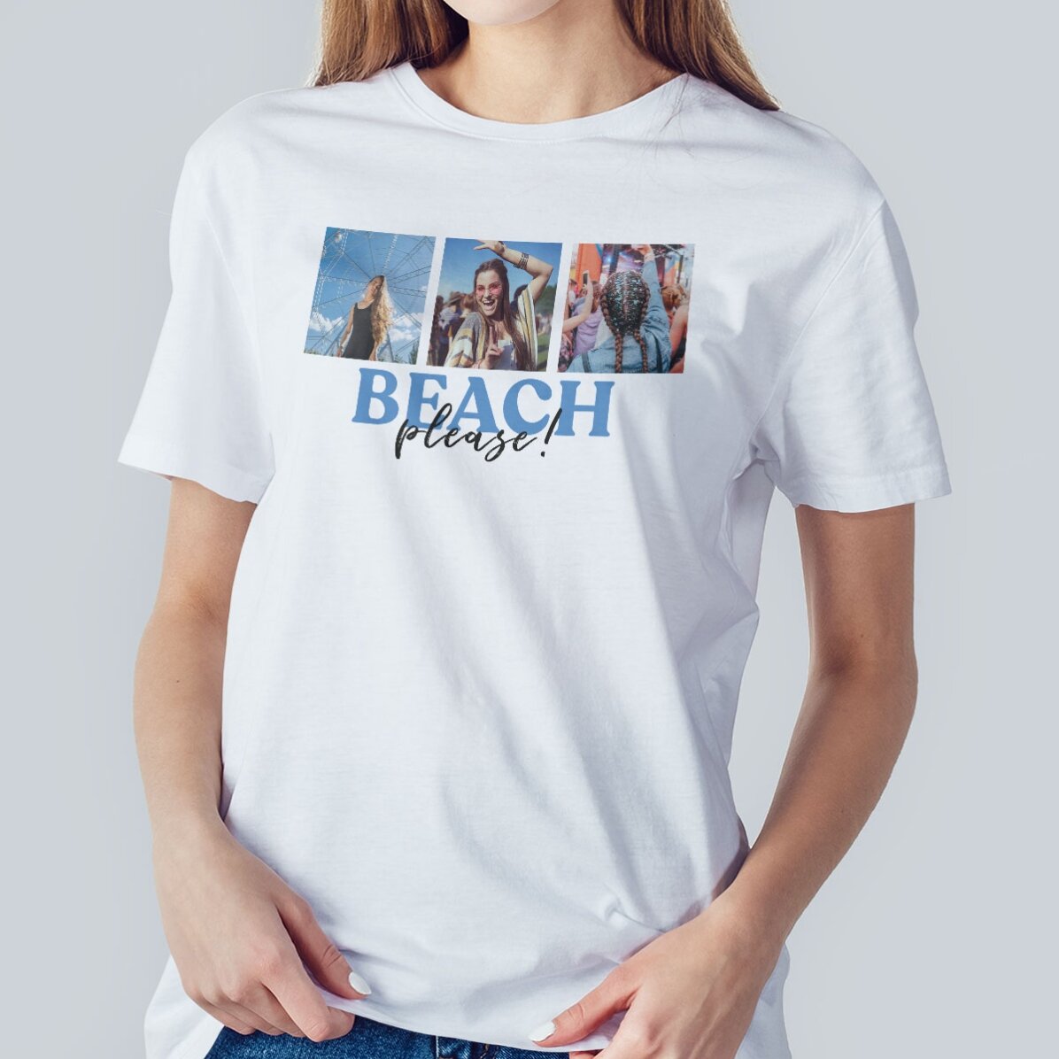 Gepersonaliseerd katoenen T-shirt met 3 foto