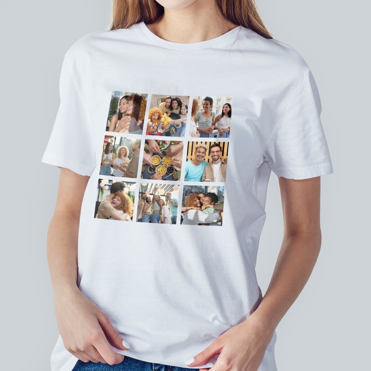 T-shirt en coton personnalisé avec 9 photos