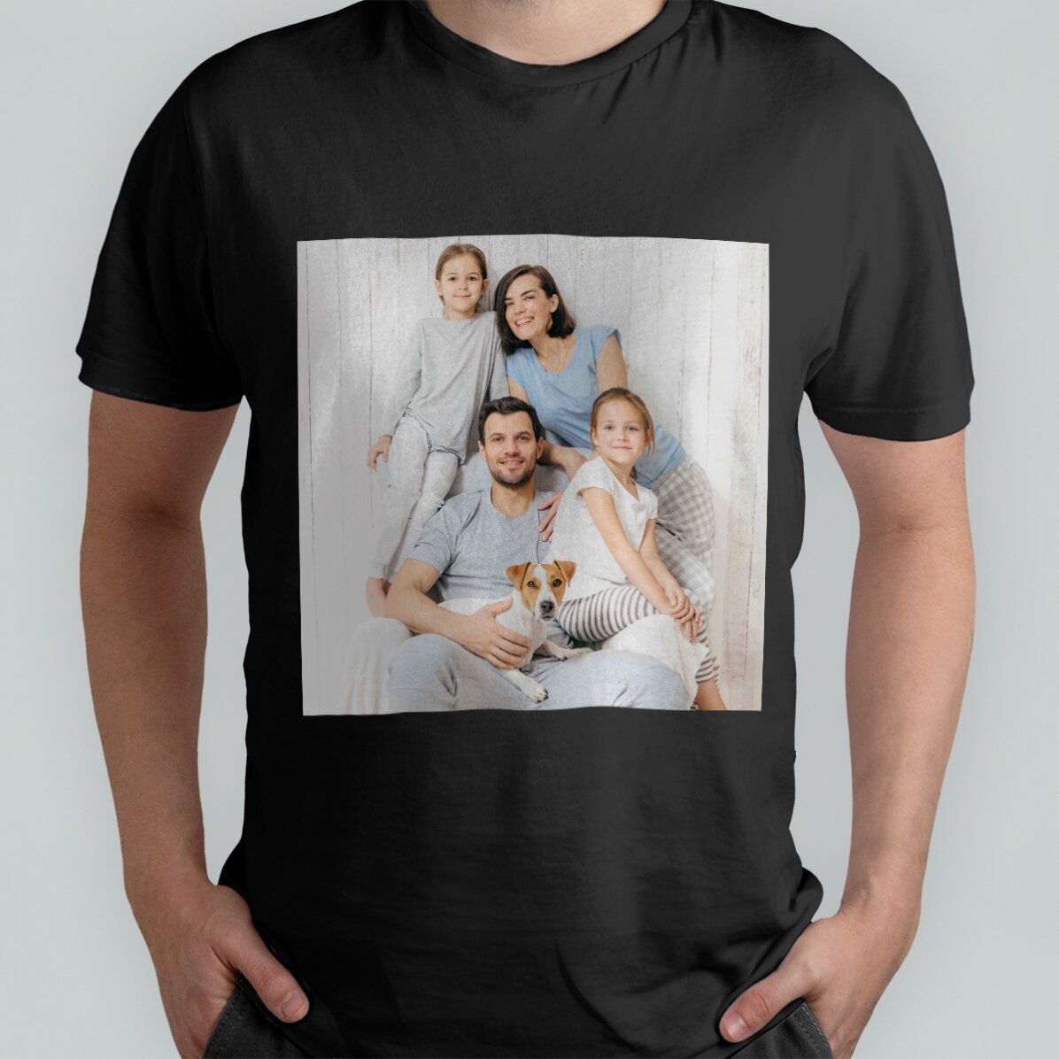 T-shirt en coton personnalisé avec une photo carrée