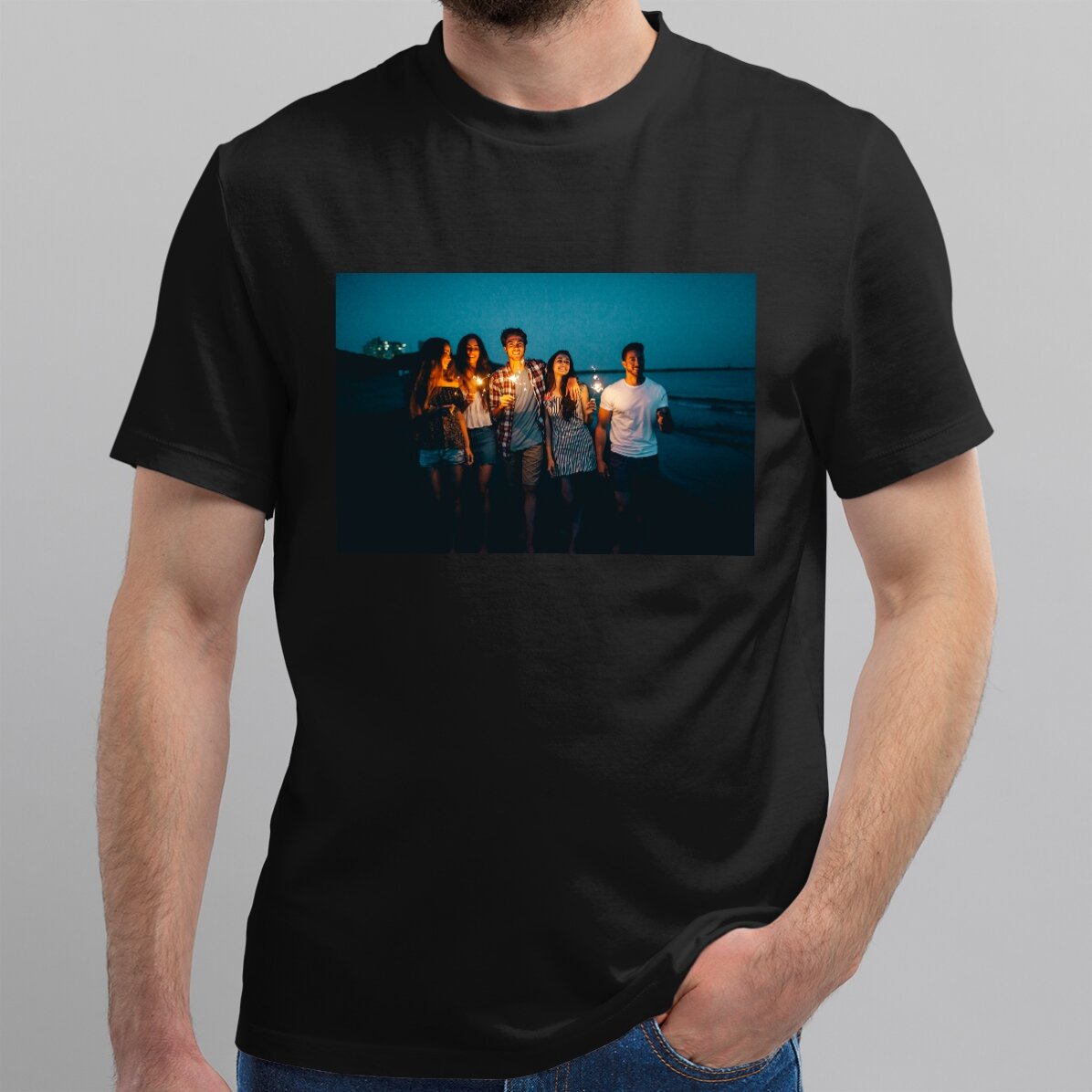 Katoenen T-shirt met een landschapsfoto erop