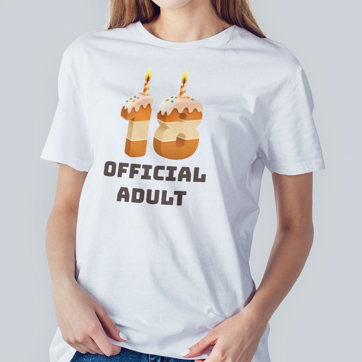 Katoenen T-shirt met eigen tekst - 18 Cake