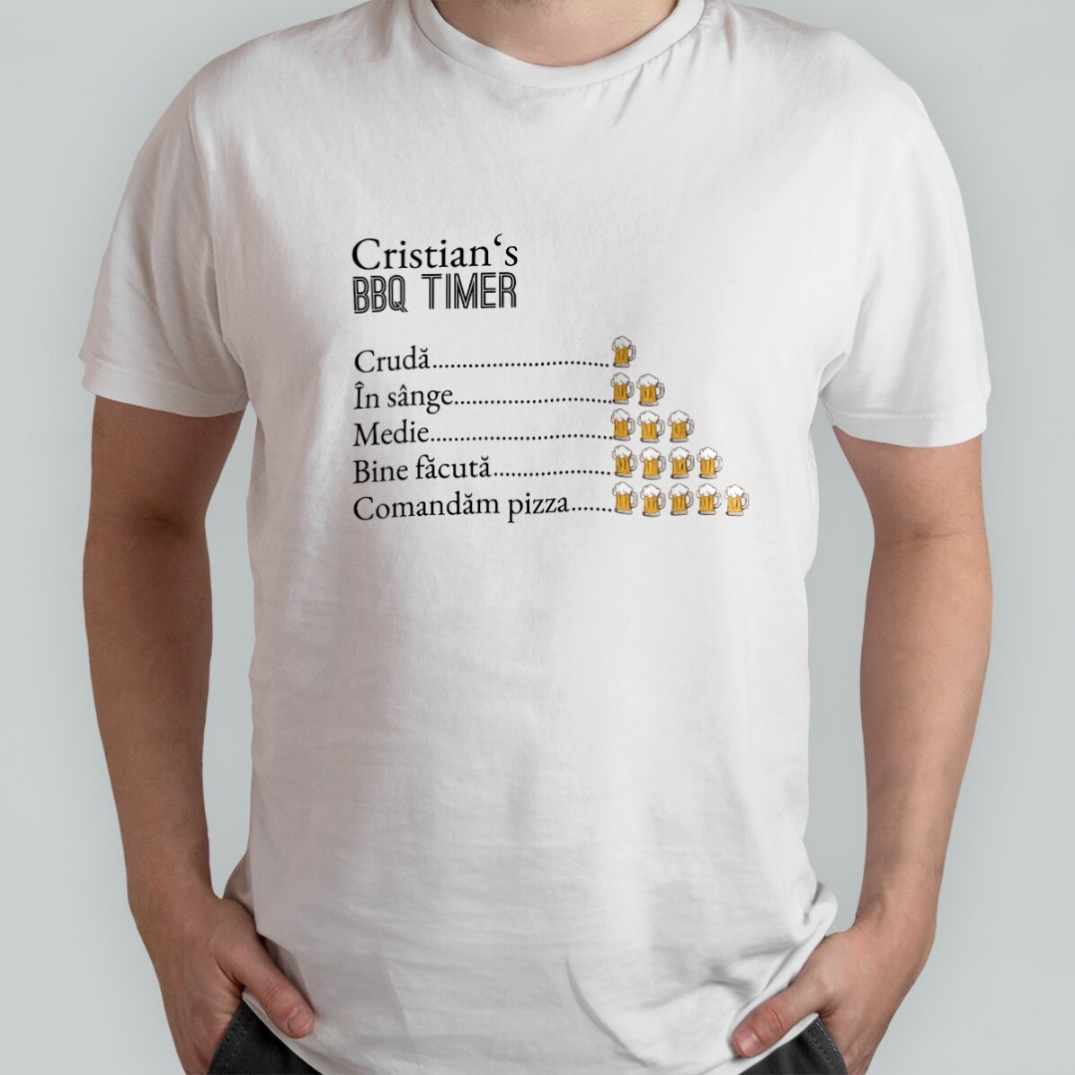 Katoenen T-shirt met gepersonaliseerde tekst - BBQ Timer