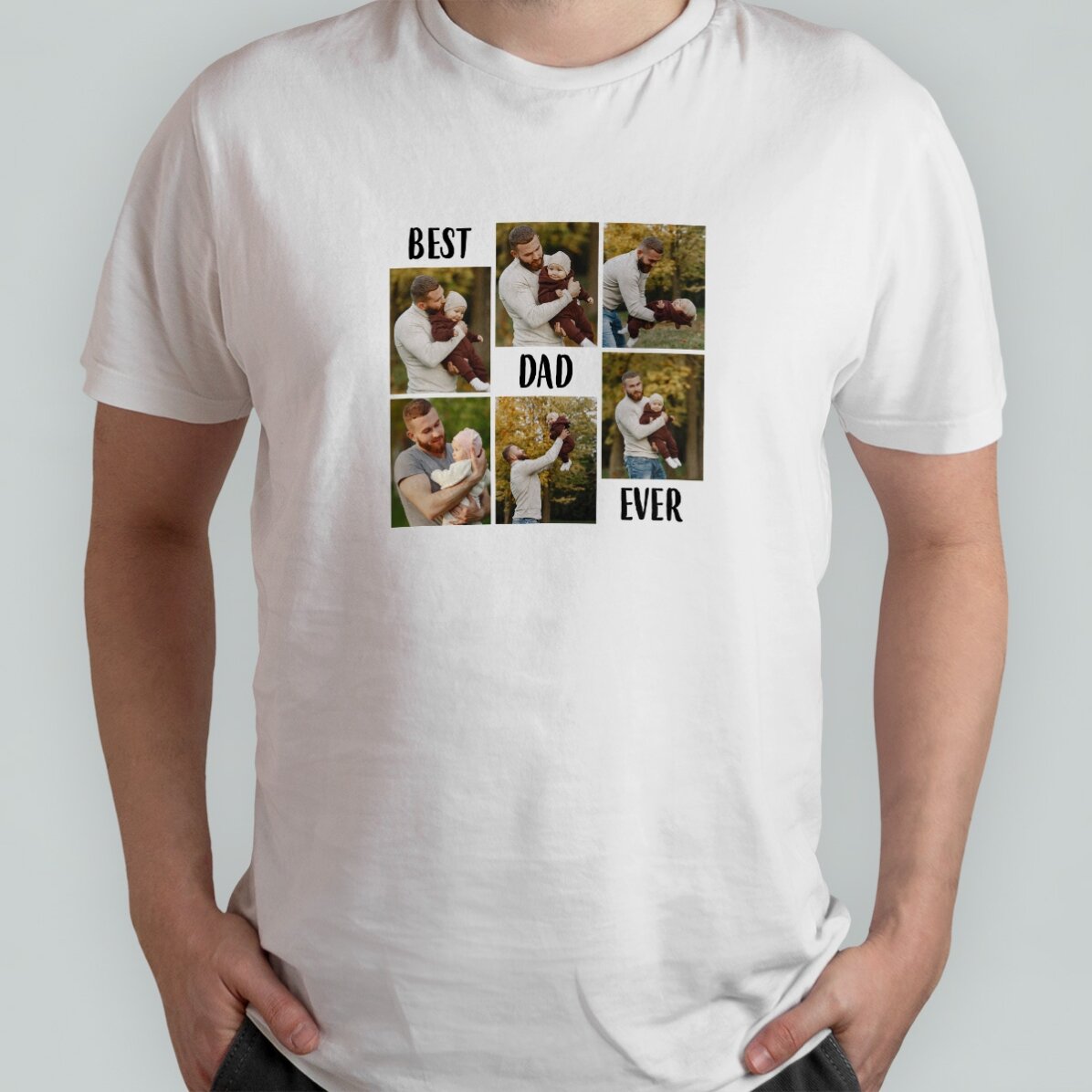 Katoenen T-shirt met tekst en 6 foto