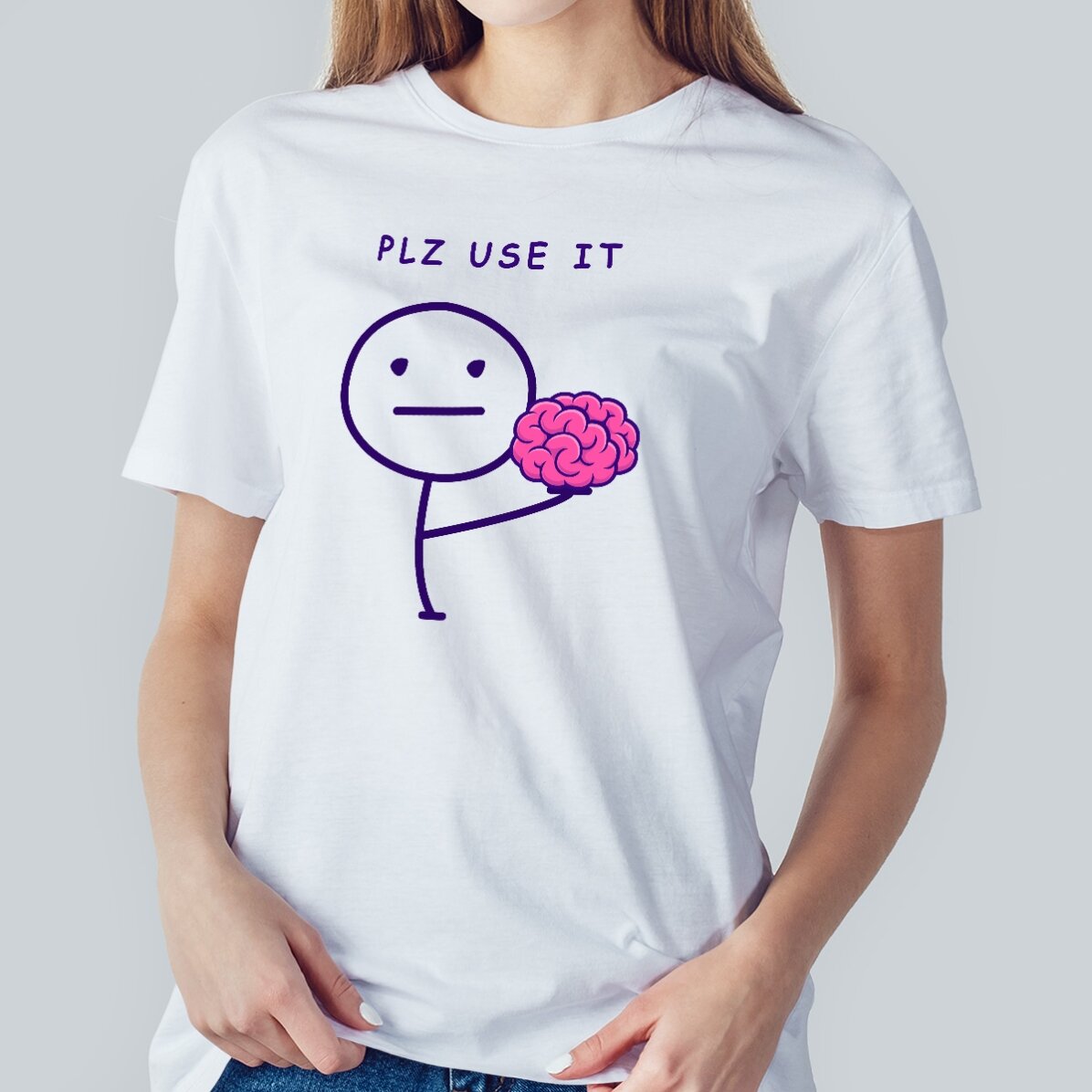 Katoenen T-shirt met gepersonaliseerde tekst - Brain