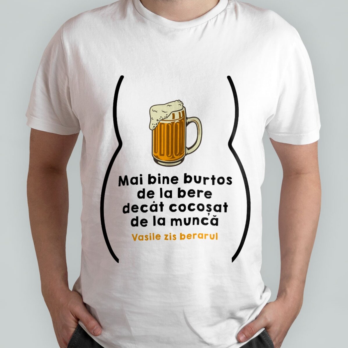 Katoenen T-shirt met gepersonaliseerde tekst - Bierbuik