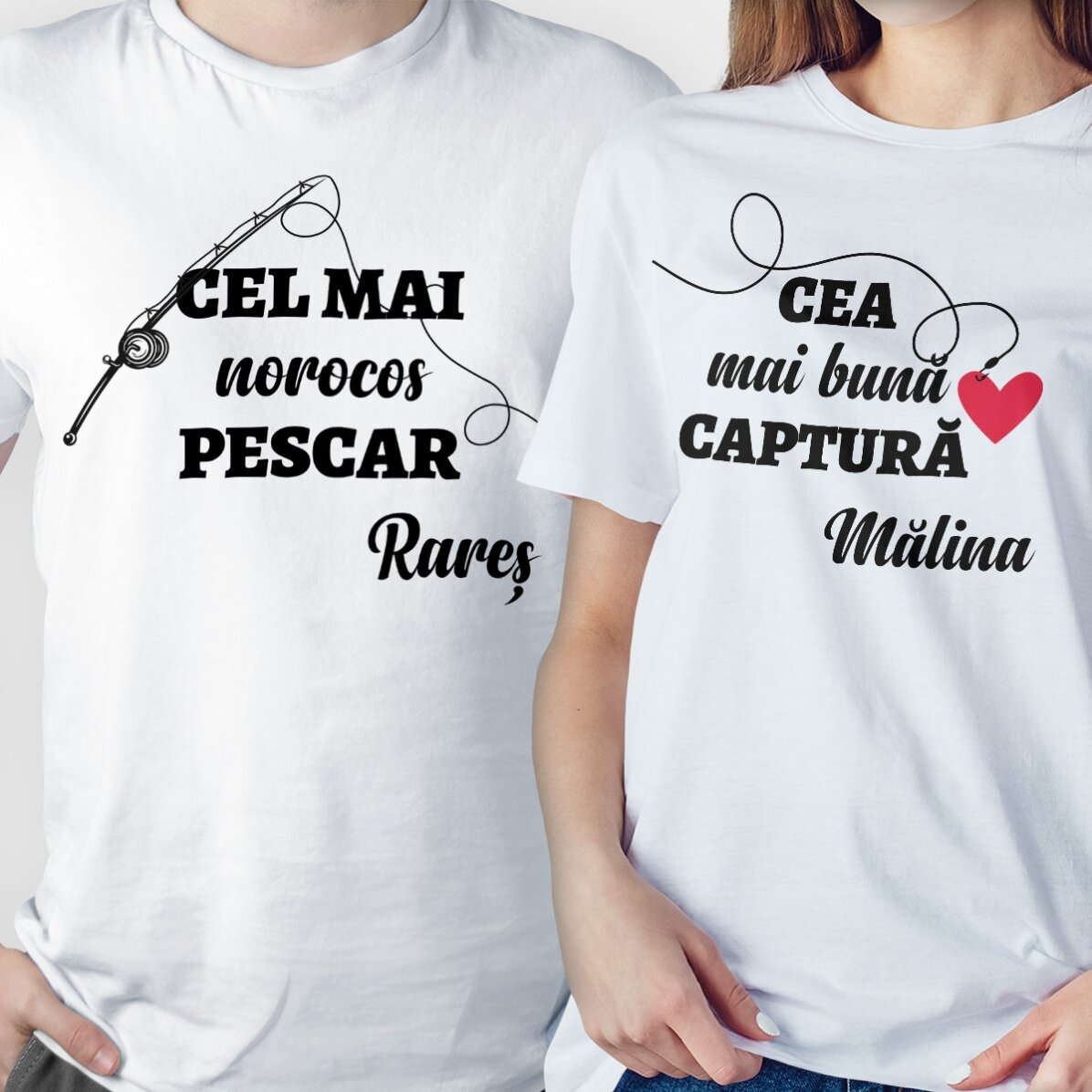 T-shirt en coton personnalisé avec un texte - La prise du pêcheur