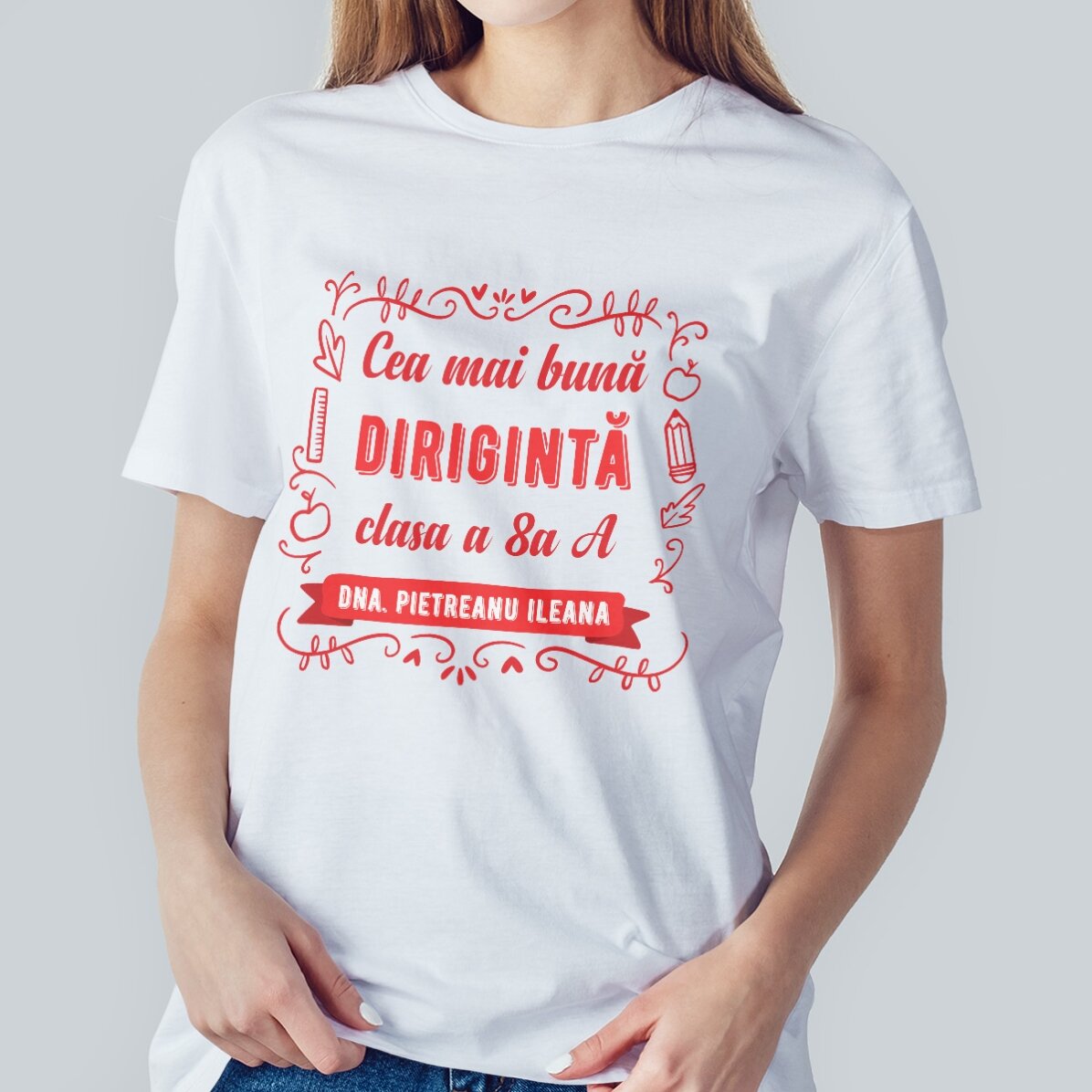 Katoenen T-shirt met gepersonaliseerde tekst - De beste leraar