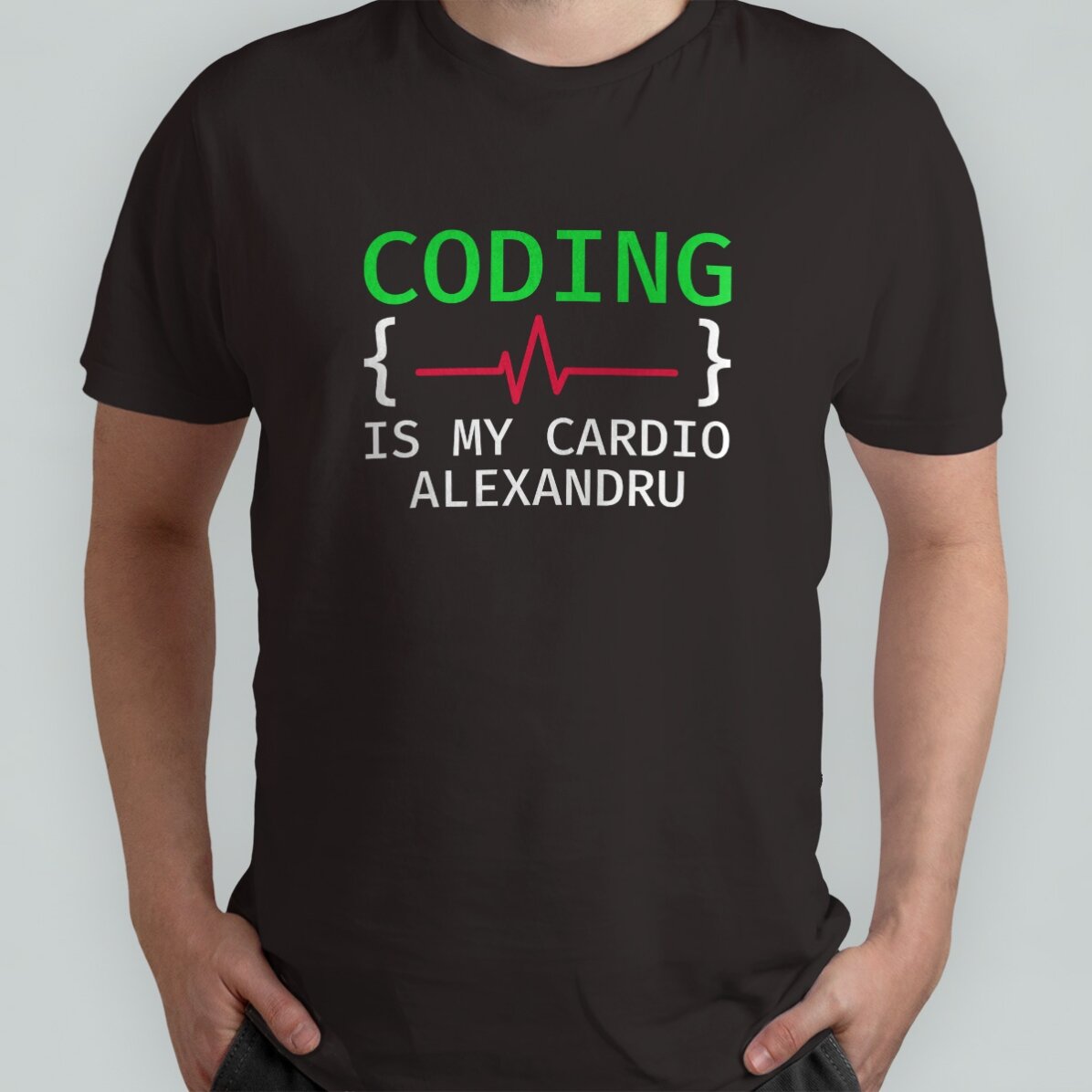 T-shirt en coton personnalisé avec le texte « Coding is my cardio »
