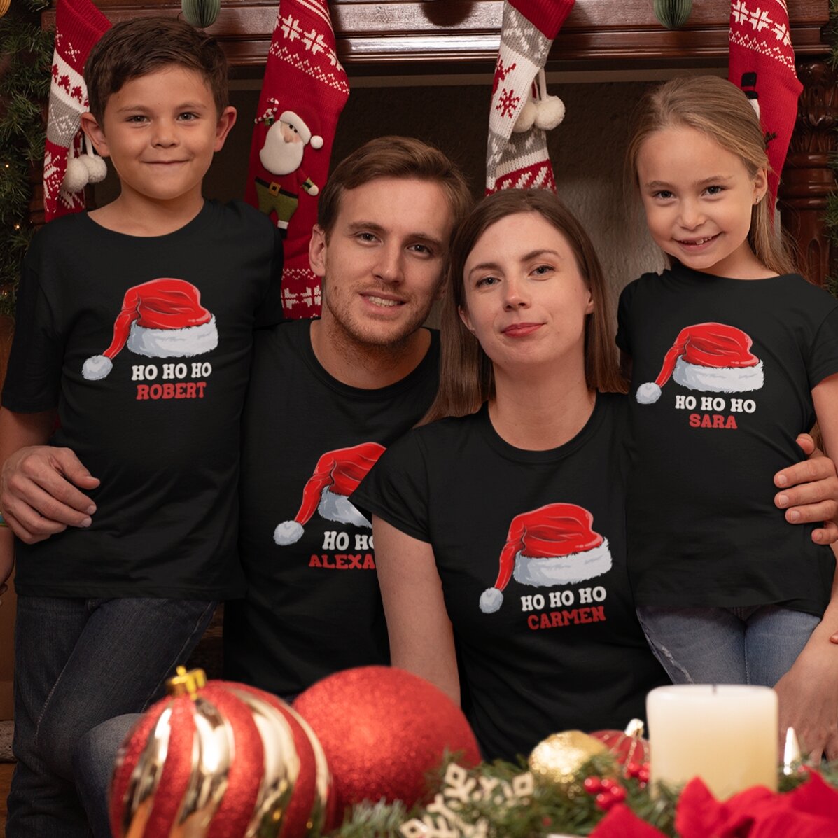 Katoenen T-shirt met gepersonaliseerde tekst - Kerstmis