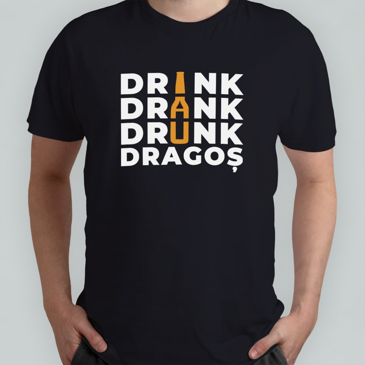 Katoenen T-shirt met gepersonaliseerde tekst - Drink, drank, drunk