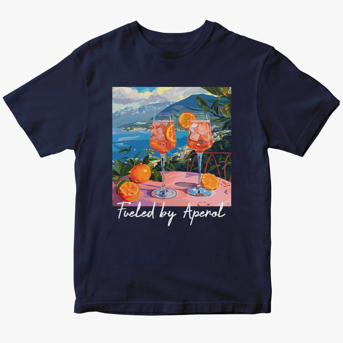 Katoenen T-shirt met gepersonaliseerde tekst - Fueled by Aperol