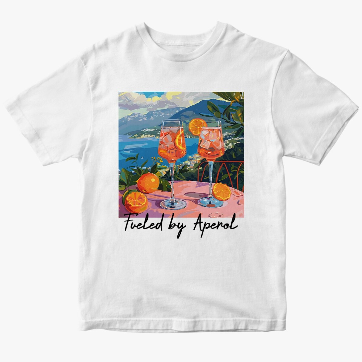 Katoenen T-shirt met gepersonaliseerde tekst - Fueled by Aperol
