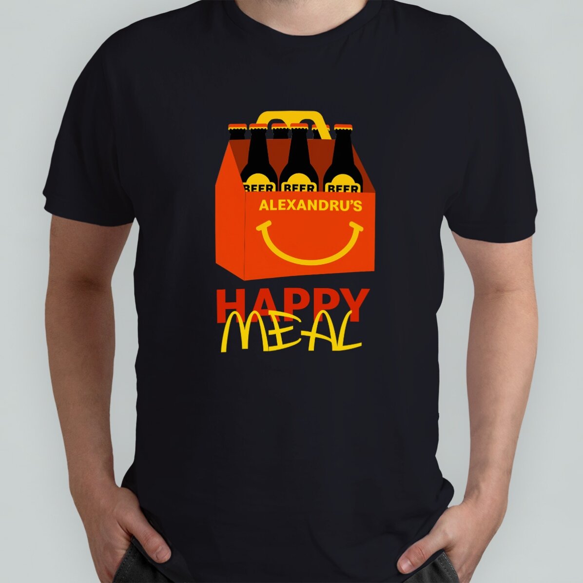 T-shirt en coton personnalisé avec le texte « Happy beer »