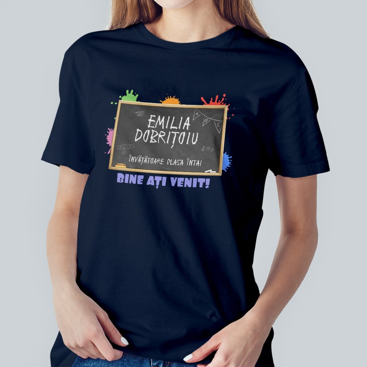Katoenen T-shirt met gepersonaliseerde tekst - Lerares