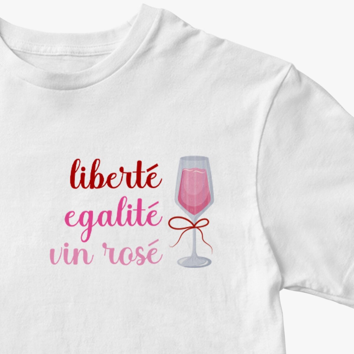 Katoenen T-shirt met gepersonaliseerde tekst - Liberté, égalité, rosé