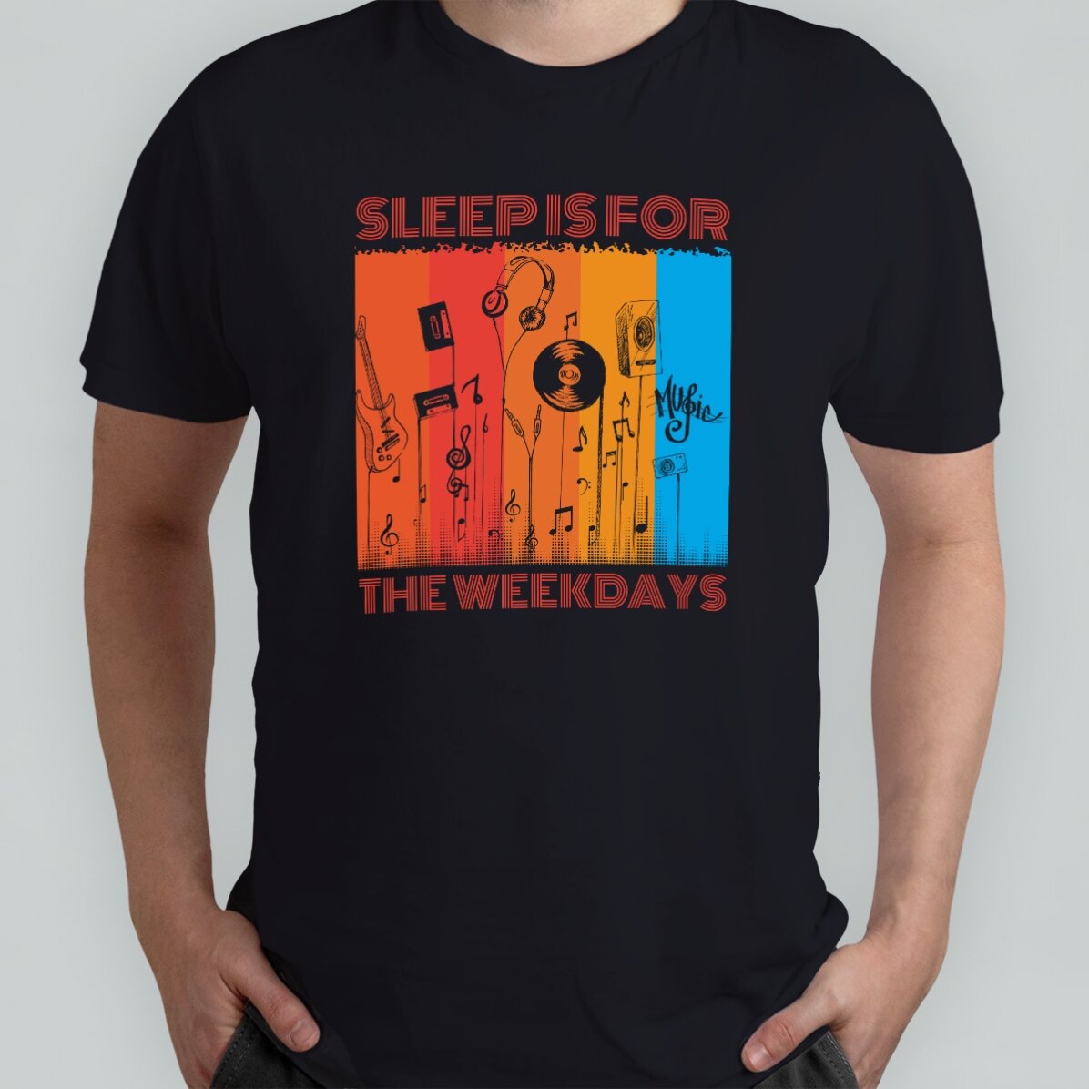 Katoenen T-shirt met eigen tekst - Music life