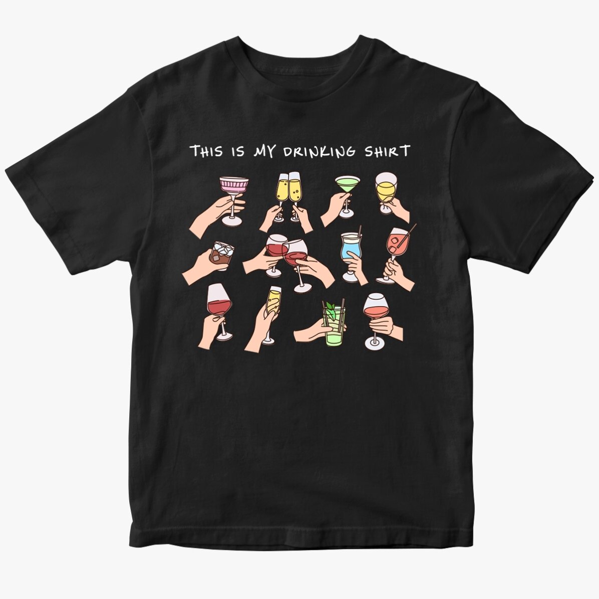Katoenen T-shirt met eigen tekst - My drinking shirt