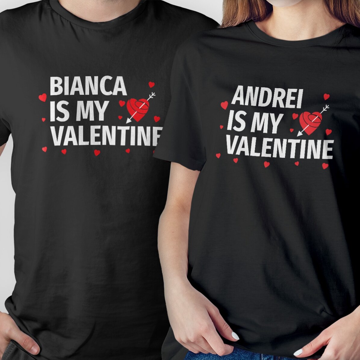 Katoenen T-shirt met gepersonaliseerde tekst - My valentine