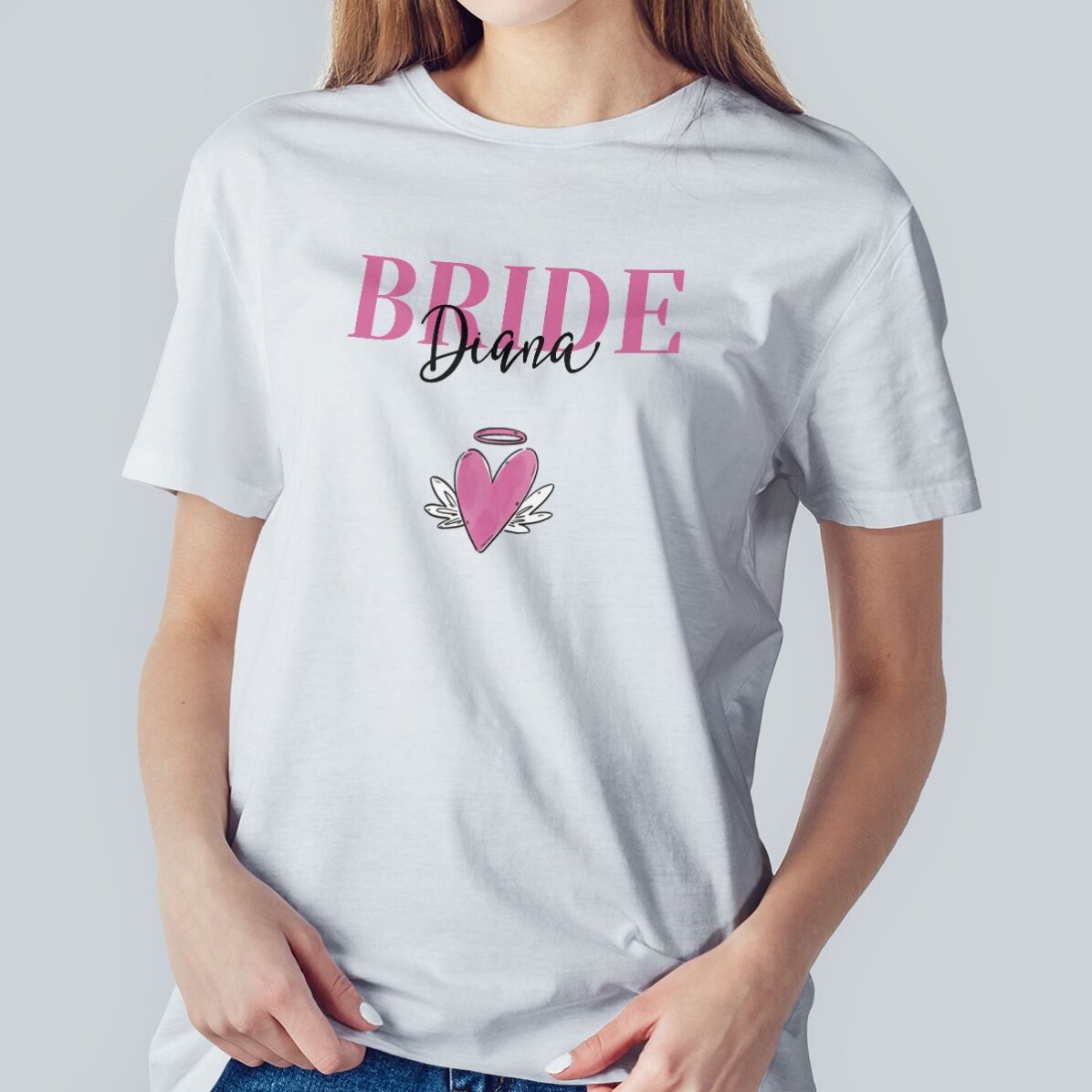 Gepersonaliseerd katoenen T-shirt met tekst - Bruiloft