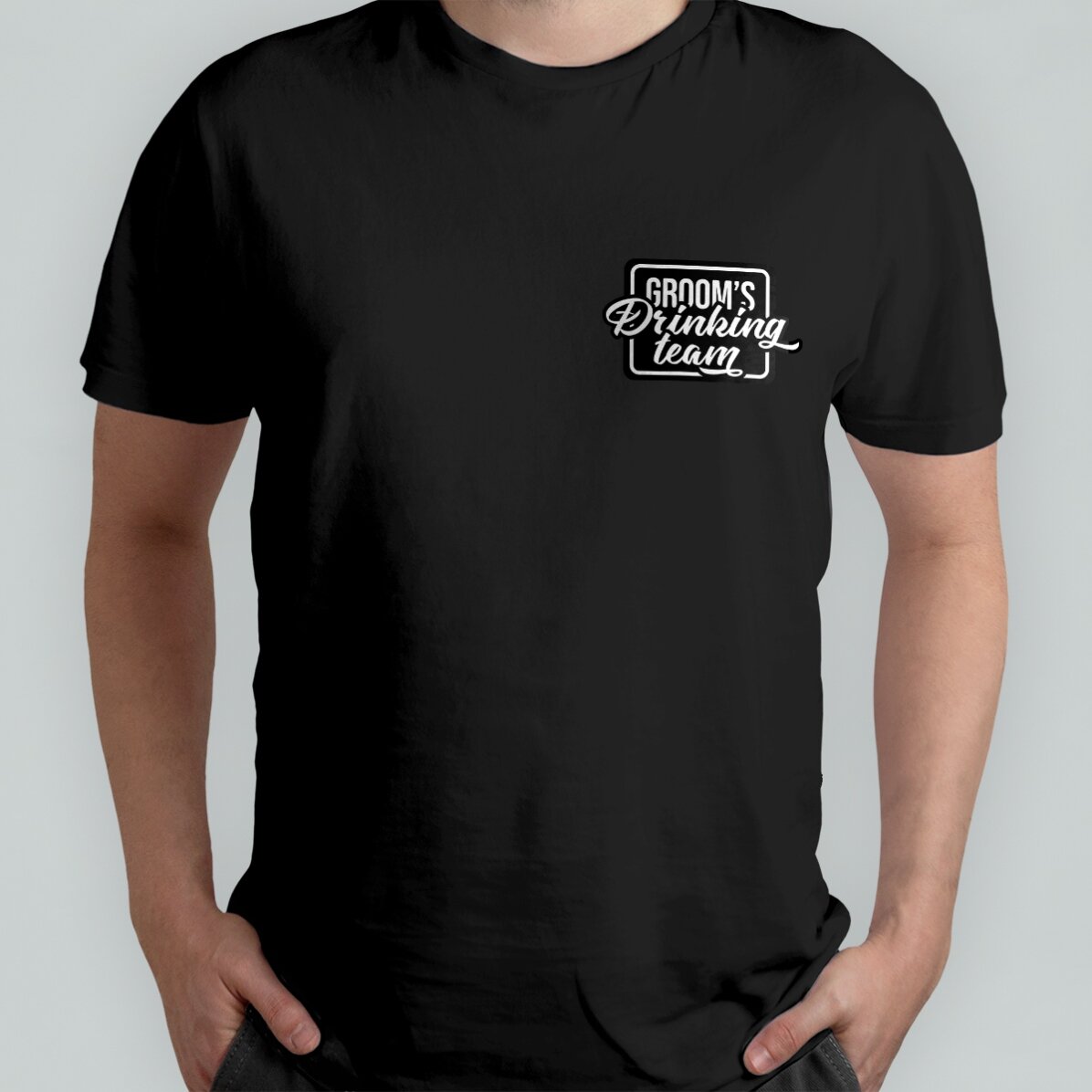 Gepersonaliseerd katoenen T-shirt met tekst voor het vrijgezellenfeest - Groom