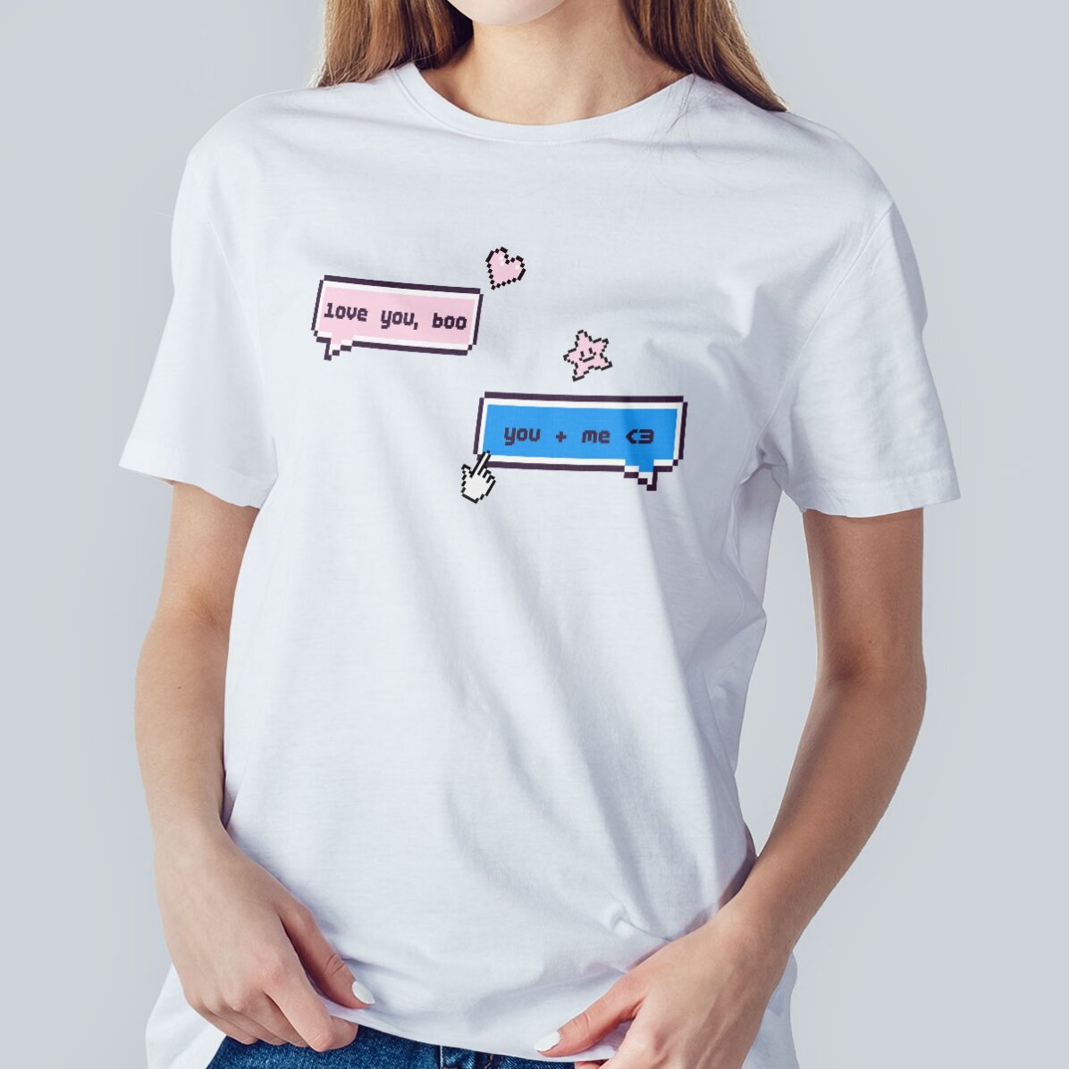 Katoenen T-shirt met eigen tekst - Pixel Chat
