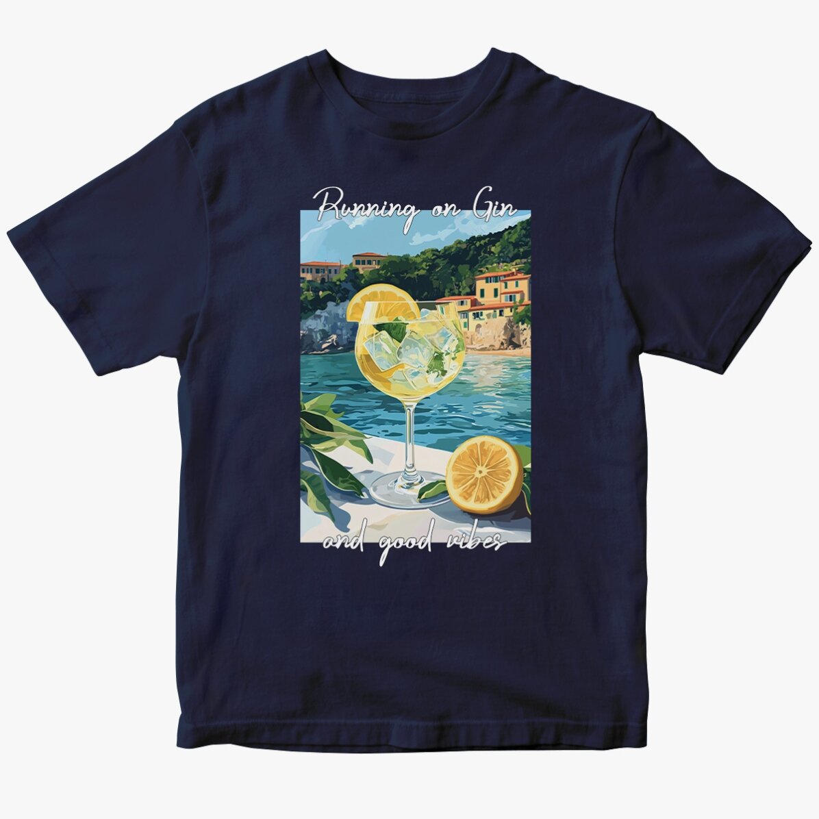 T-shirt en coton personnalisé avec un texte - Running on Gin