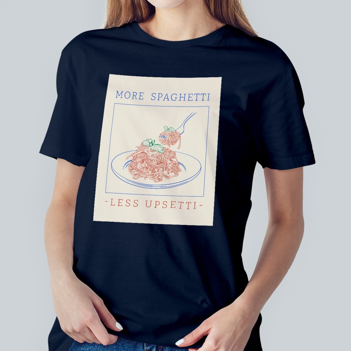 Katoenen T-shirt met eigen tekst - Spaghetti