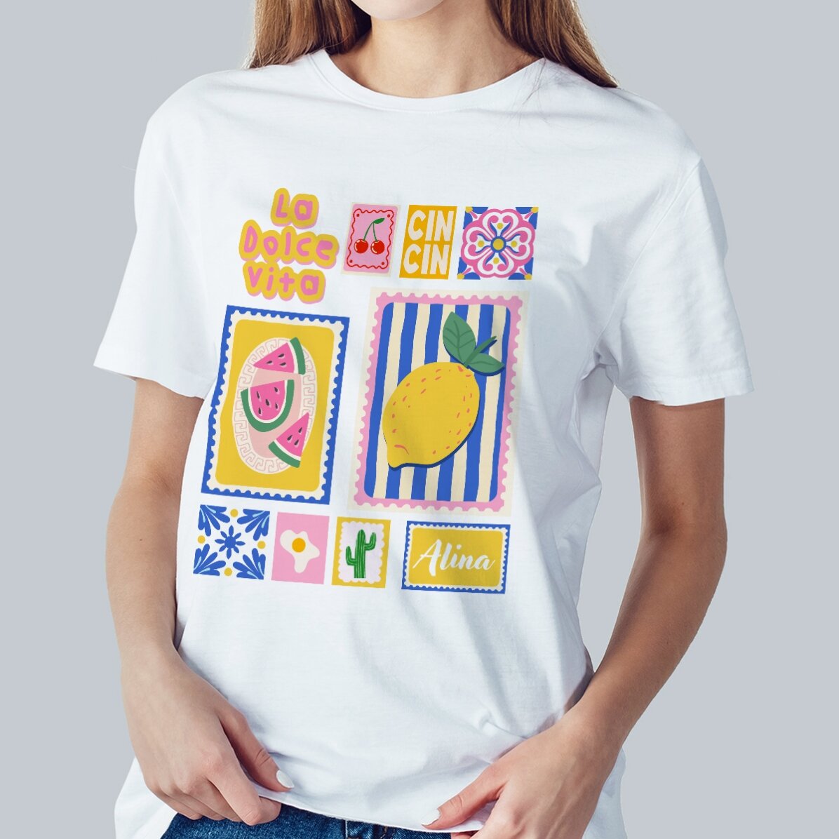 Katoenen T-shirt met naam erop - Summer
