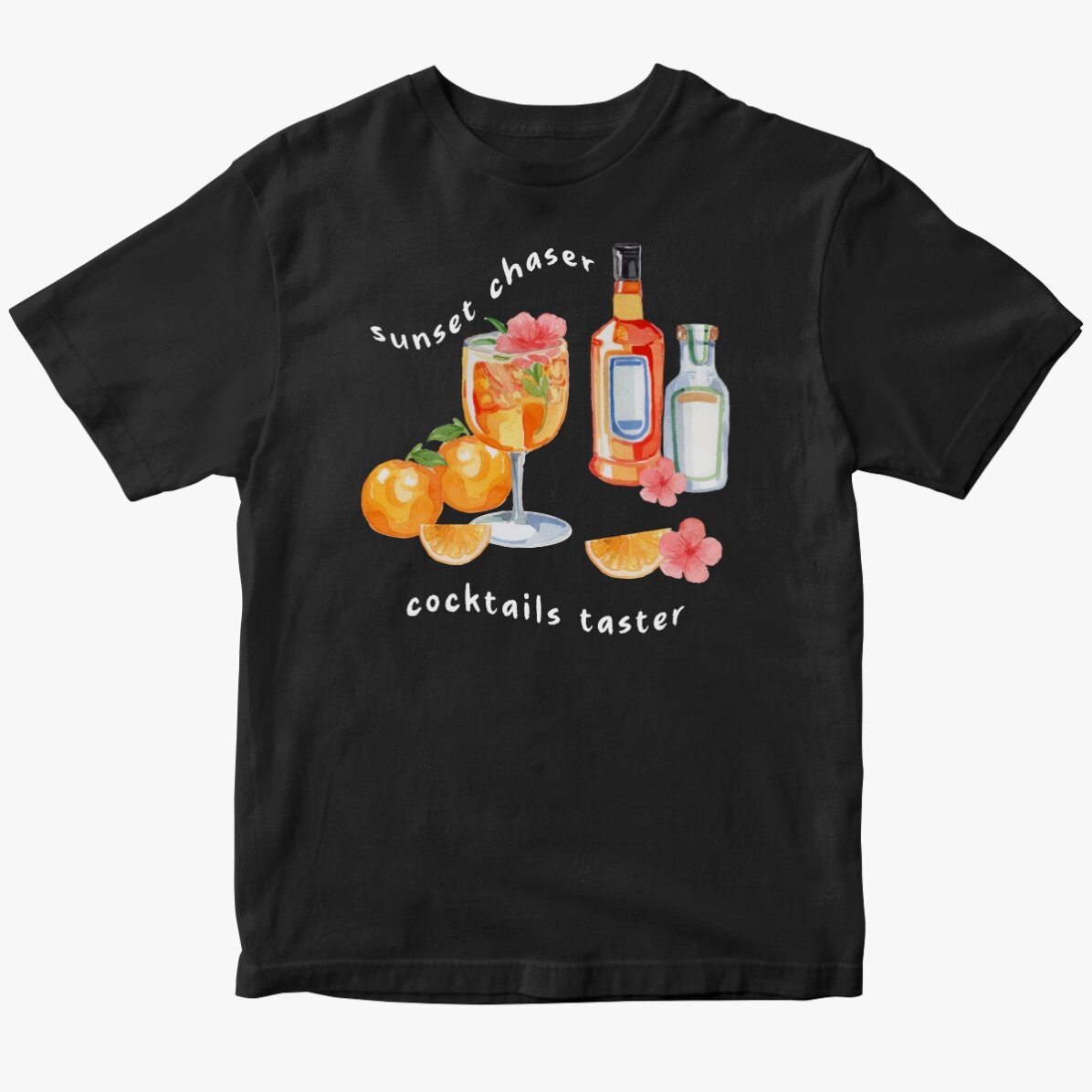 Katoenen T-shirt met gepersonaliseerde tekst - Sunset & cocktails