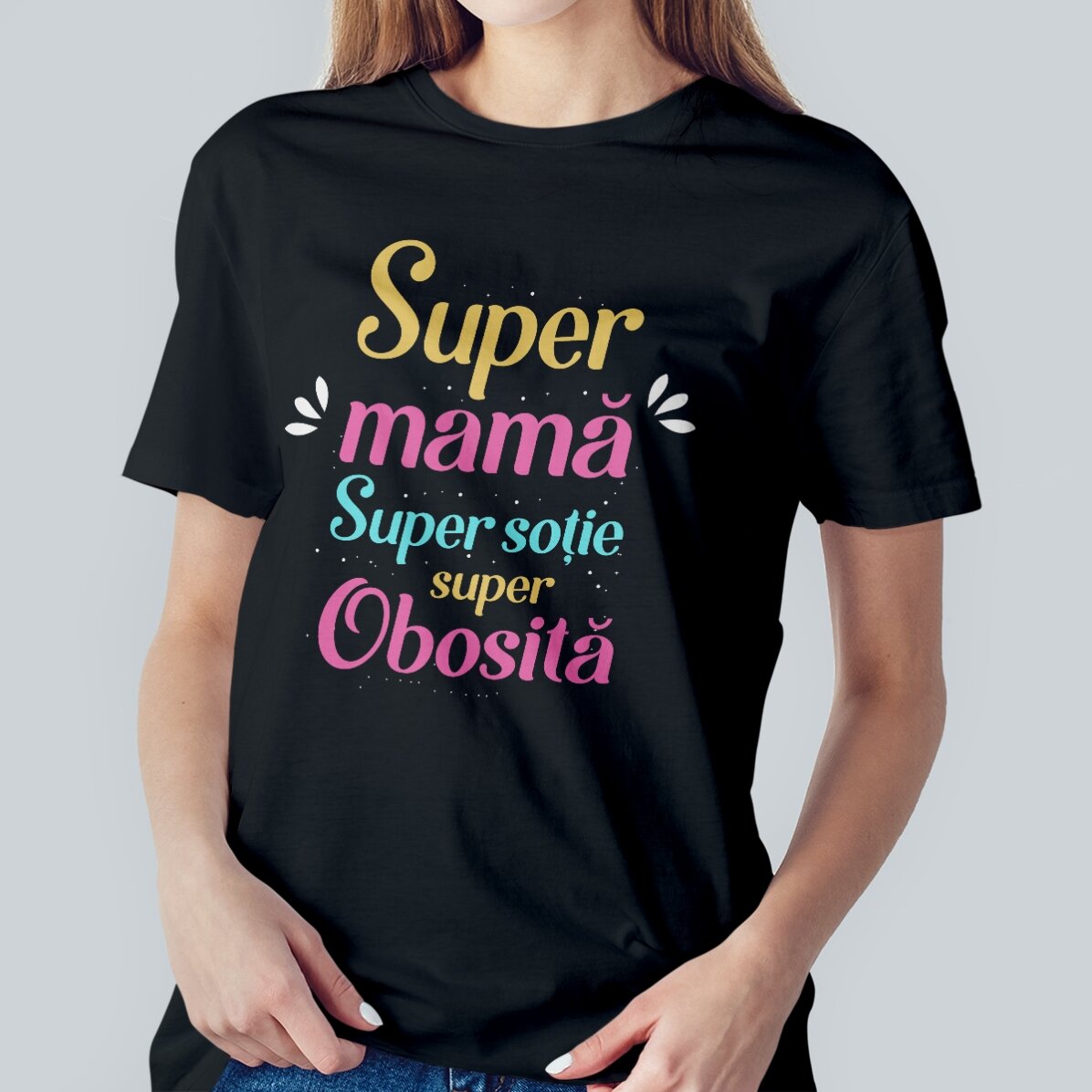 Katoenen T-shirt met gepersonaliseerde tekst - Super Mama