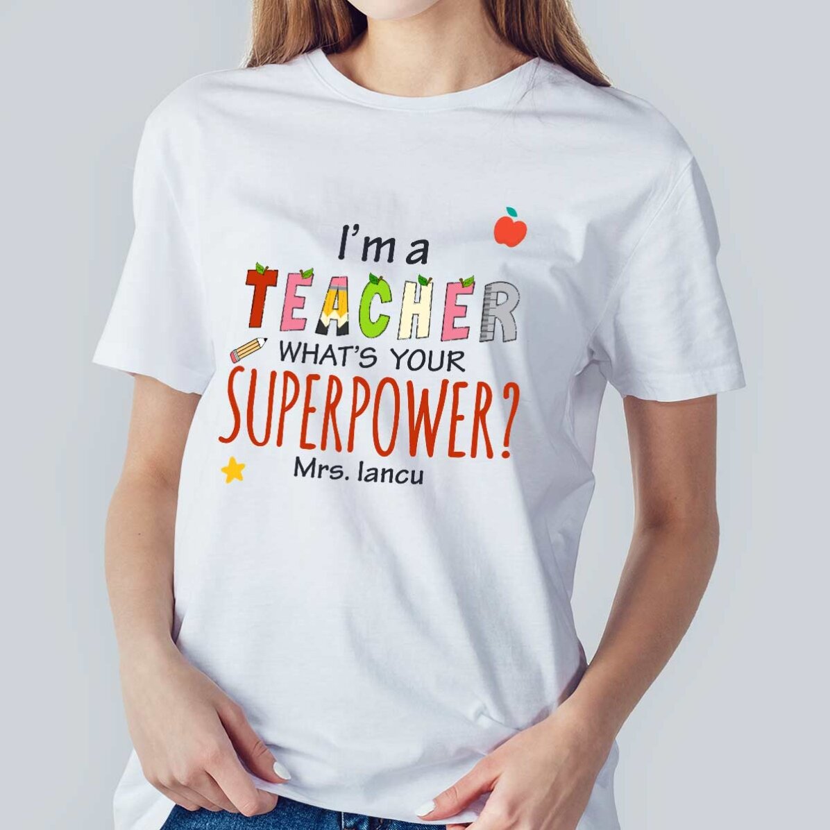 Katoenen T-shirt met gepersonaliseerde tekst - Superpower