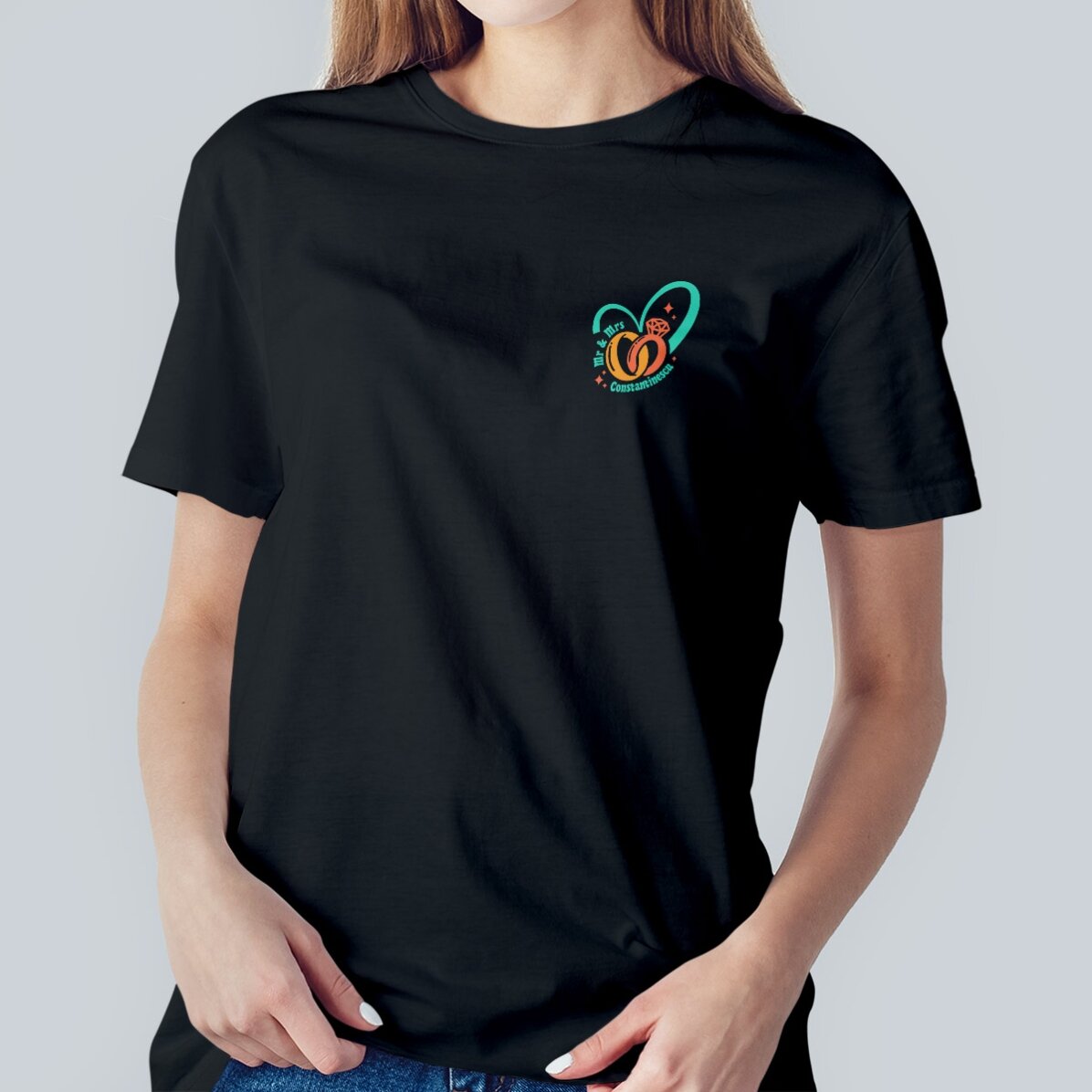 Katoenen T-shirt met gepersonaliseerde tekst - Trouwringen