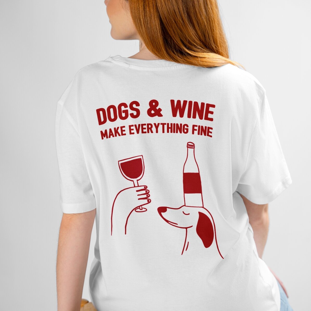 Katoenen T-shirt met gepersonaliseerde tekst - Wine