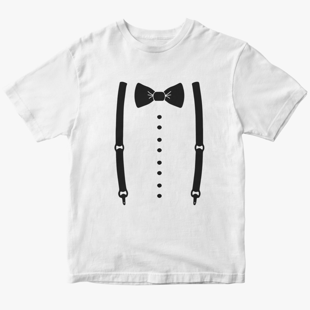 T-shirt en coton personnalisé pour un enterrement de vie de garçon - Bretelles et nœud papillon