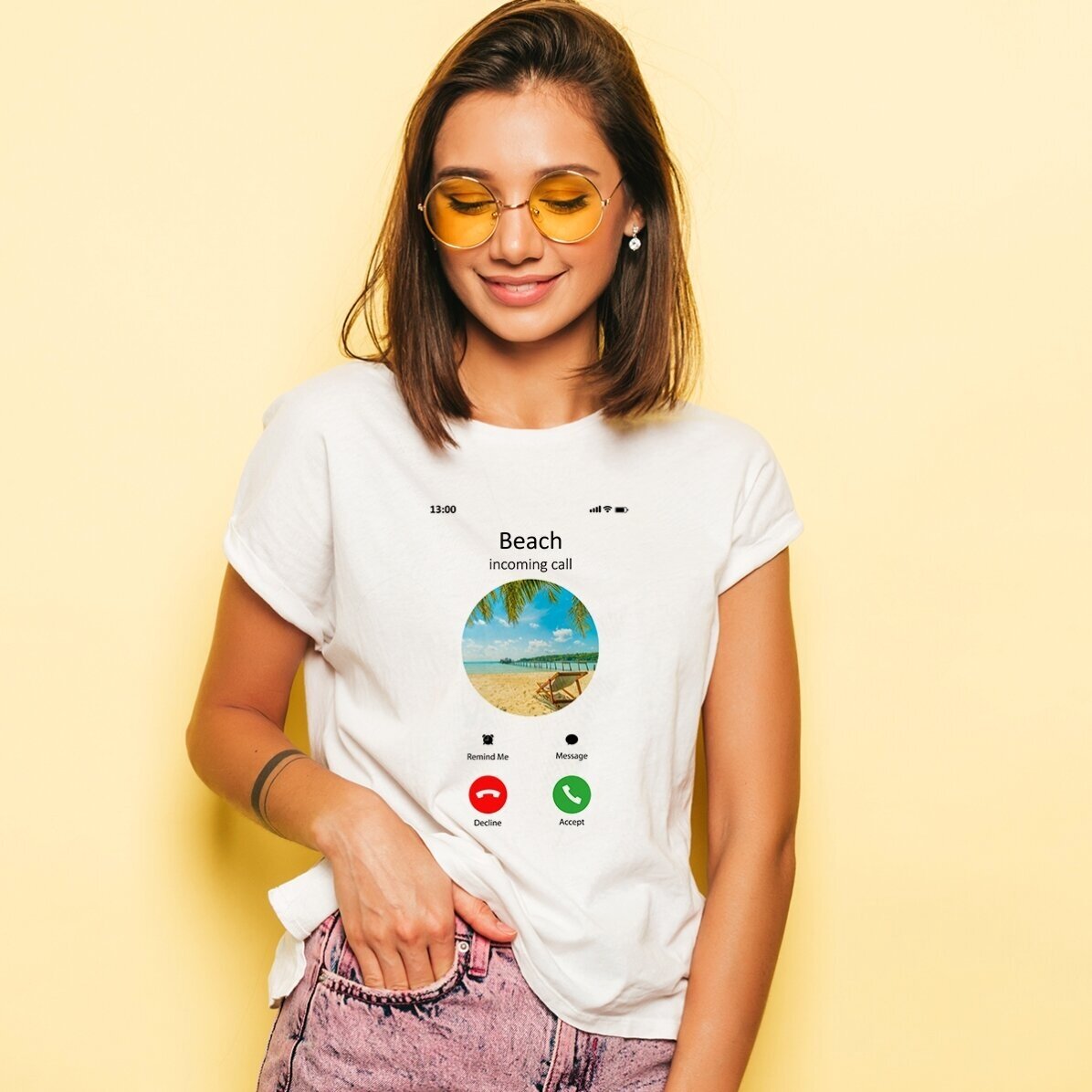 T-shirt met eigen foto en tekst - Inkomend gesprek