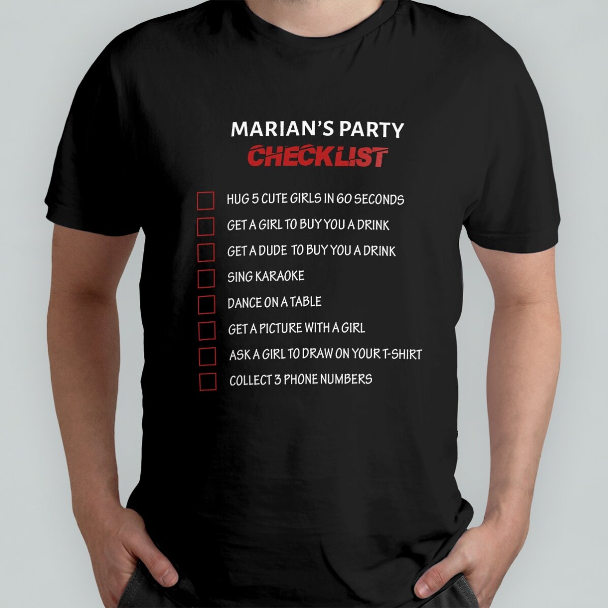 T-shirt met eigen tekst - Checklist