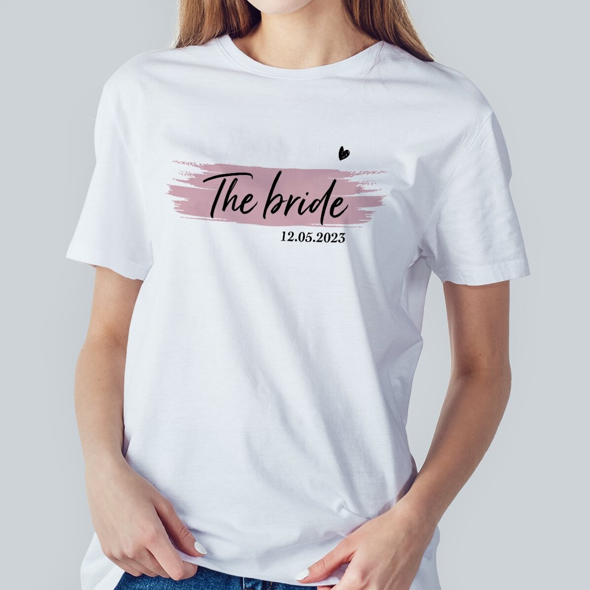 T-shirt met gepersonaliseerde tekst voor de bruid en de bruidsmeisjes
