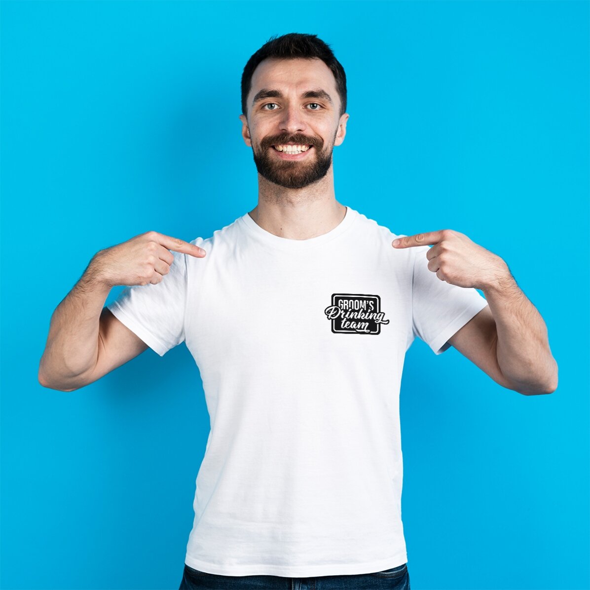 Gepersonaliseerd katoenen T-shirt met tekst voor het vrijgezellenfeest - Groom
