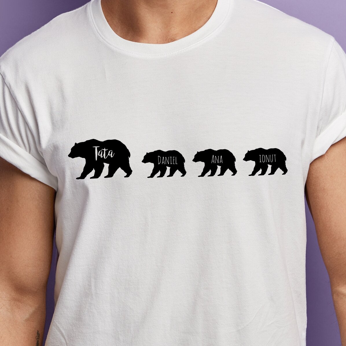 T-shirt met eigen tekst - Beer en 3 welpjes