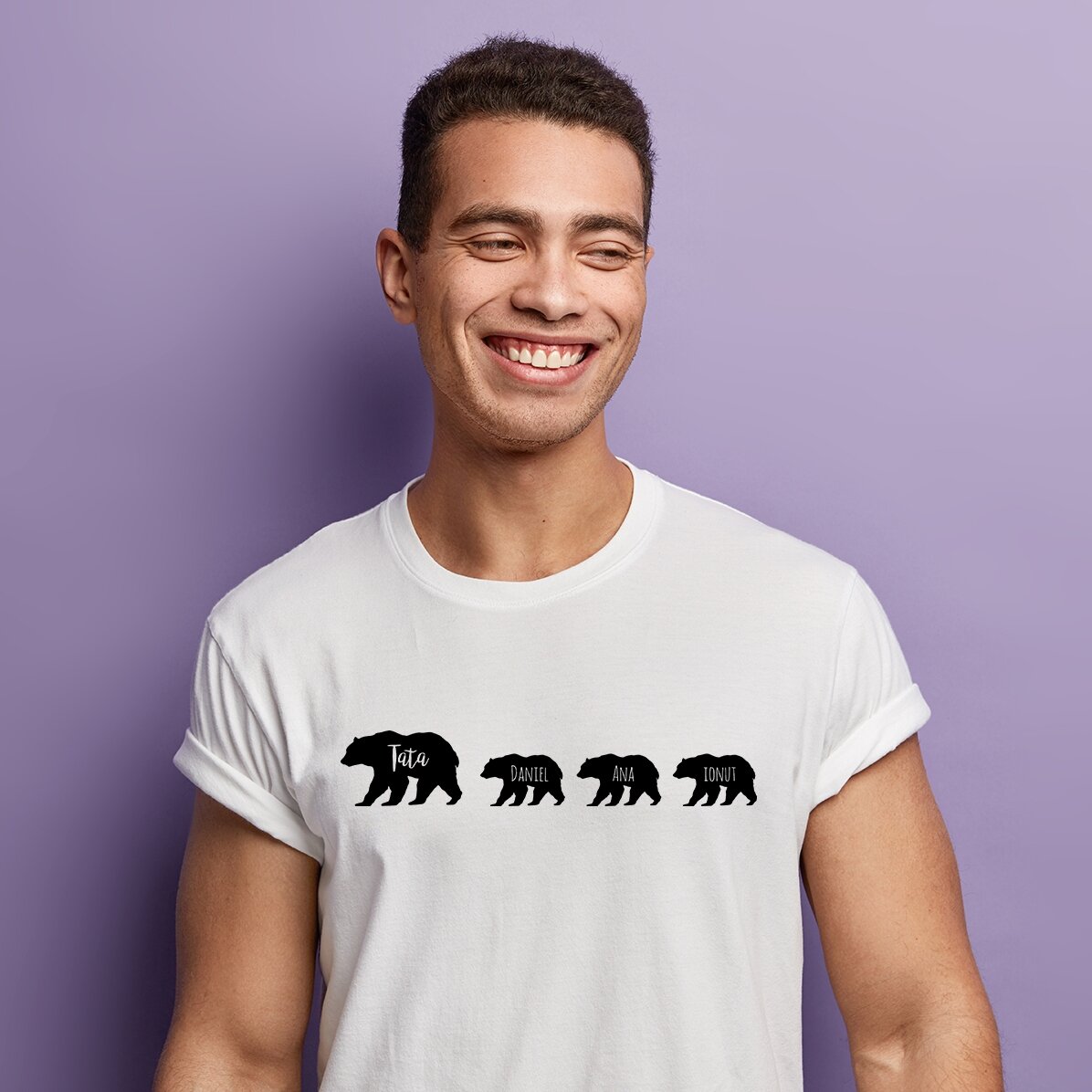 T-shirt met eigen tekst - Beer en 3 welpjes